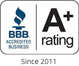 Better Business Bureau Logo with an A+ rating.