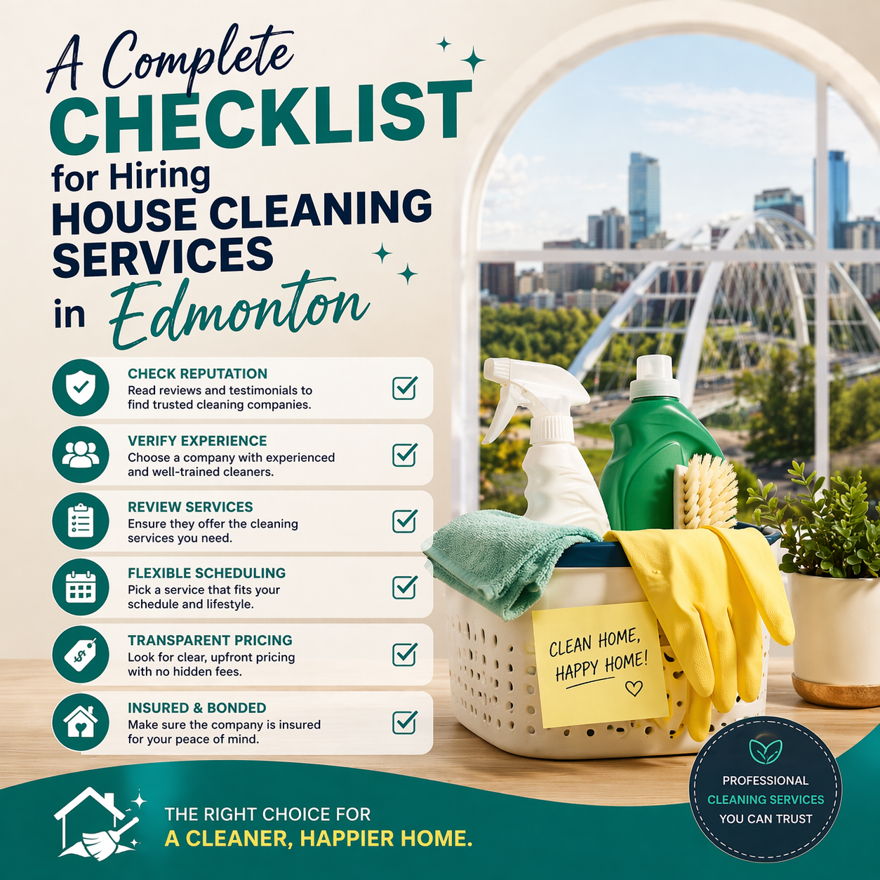 An image for a blog titled A Complete Checklist for Hiring House Cleaning Services in Edmonton
