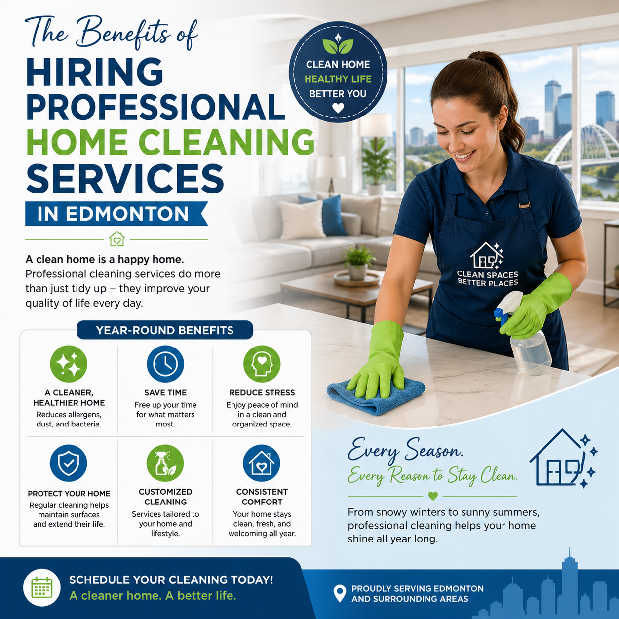 An image for a blog titled The Benefits of Hiring Professional Home Cleaning Services in Edmonton