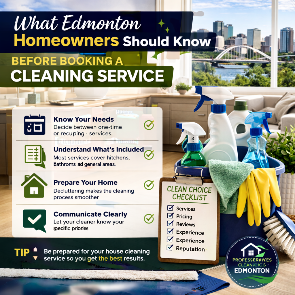 An image for a blog titled What Edmonton Homeowners Should Know Before Booking a Cleaning Service