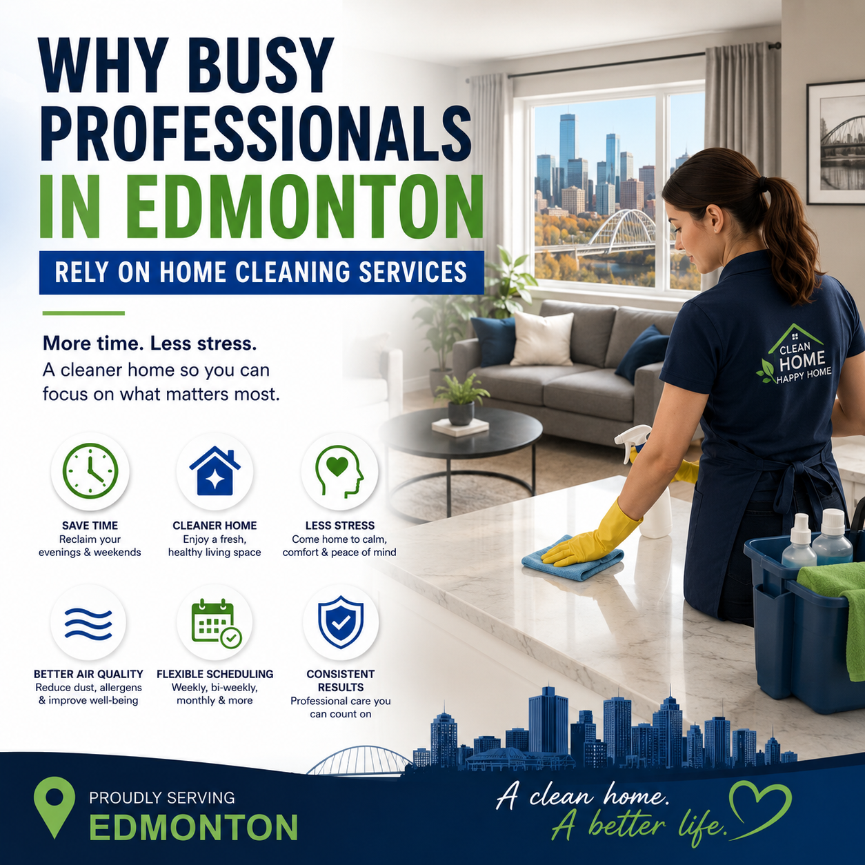 An image for a blog titled Why Busy Professionals in Edmonton Rely on Home Cleaning Services