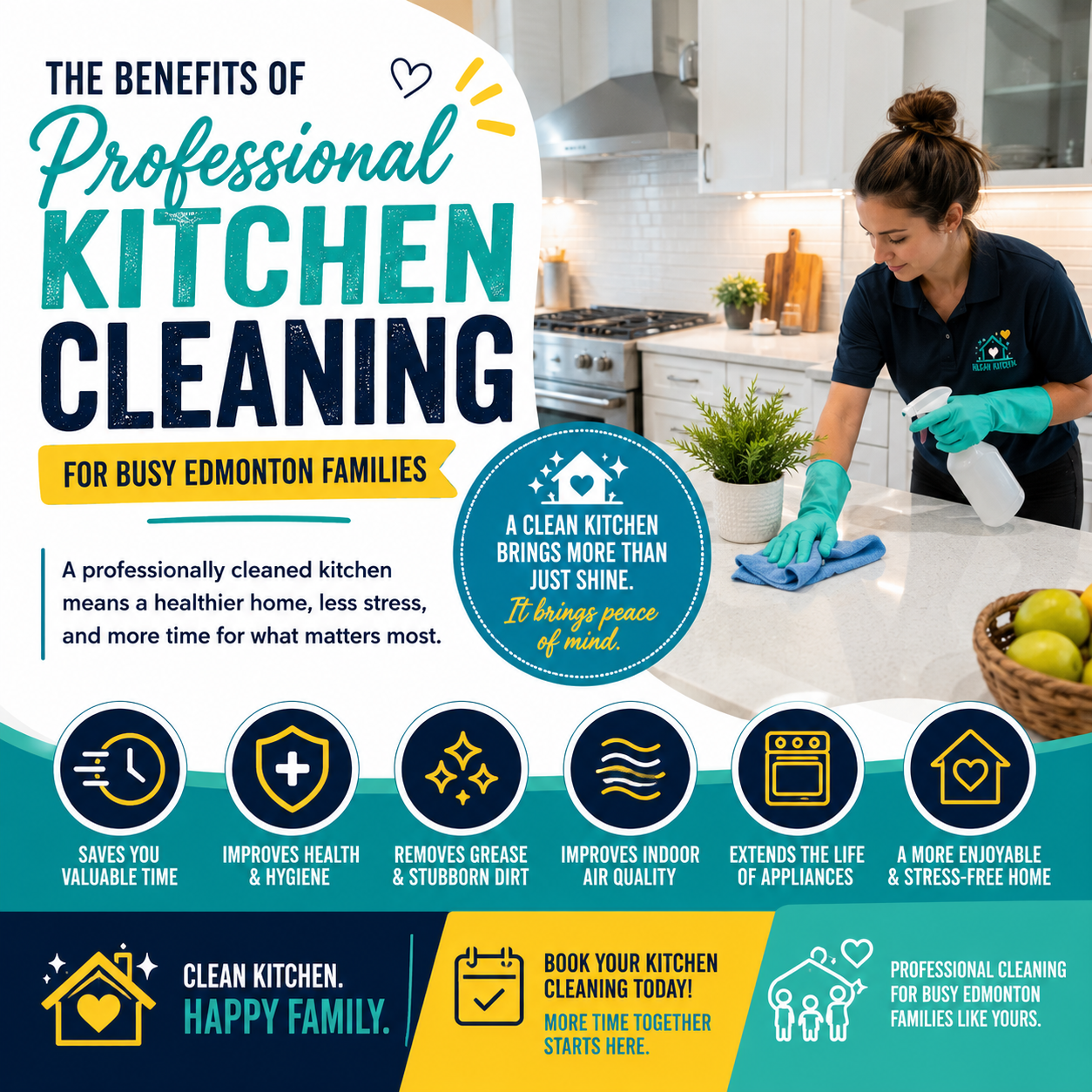 An image for the blog titled The Benefits of Professional Kitchen Cleaning for Busy Edmonton Families