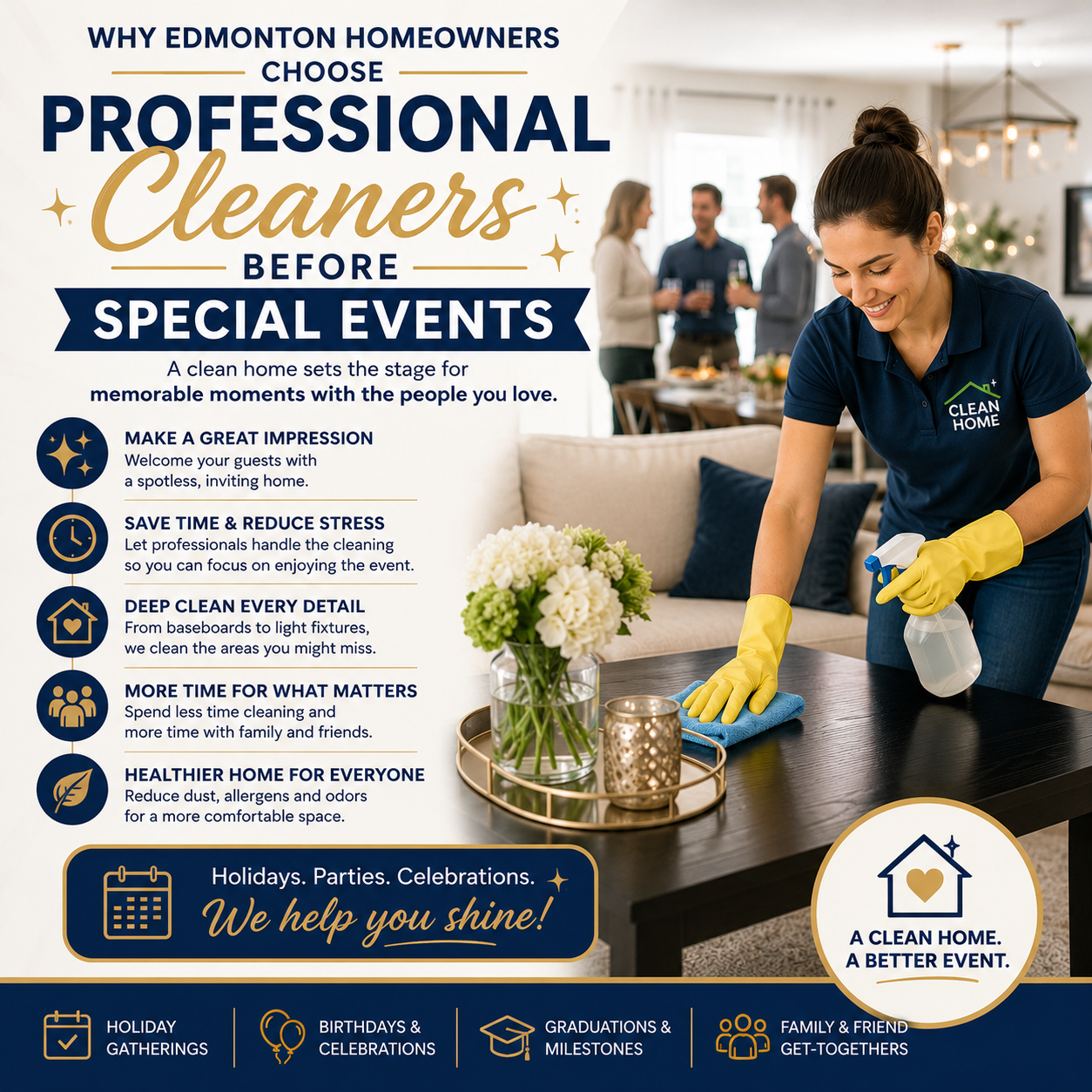An image for a blog titled Why Edmonton Homeowners Choose Professional Cleaners Before Special Events
