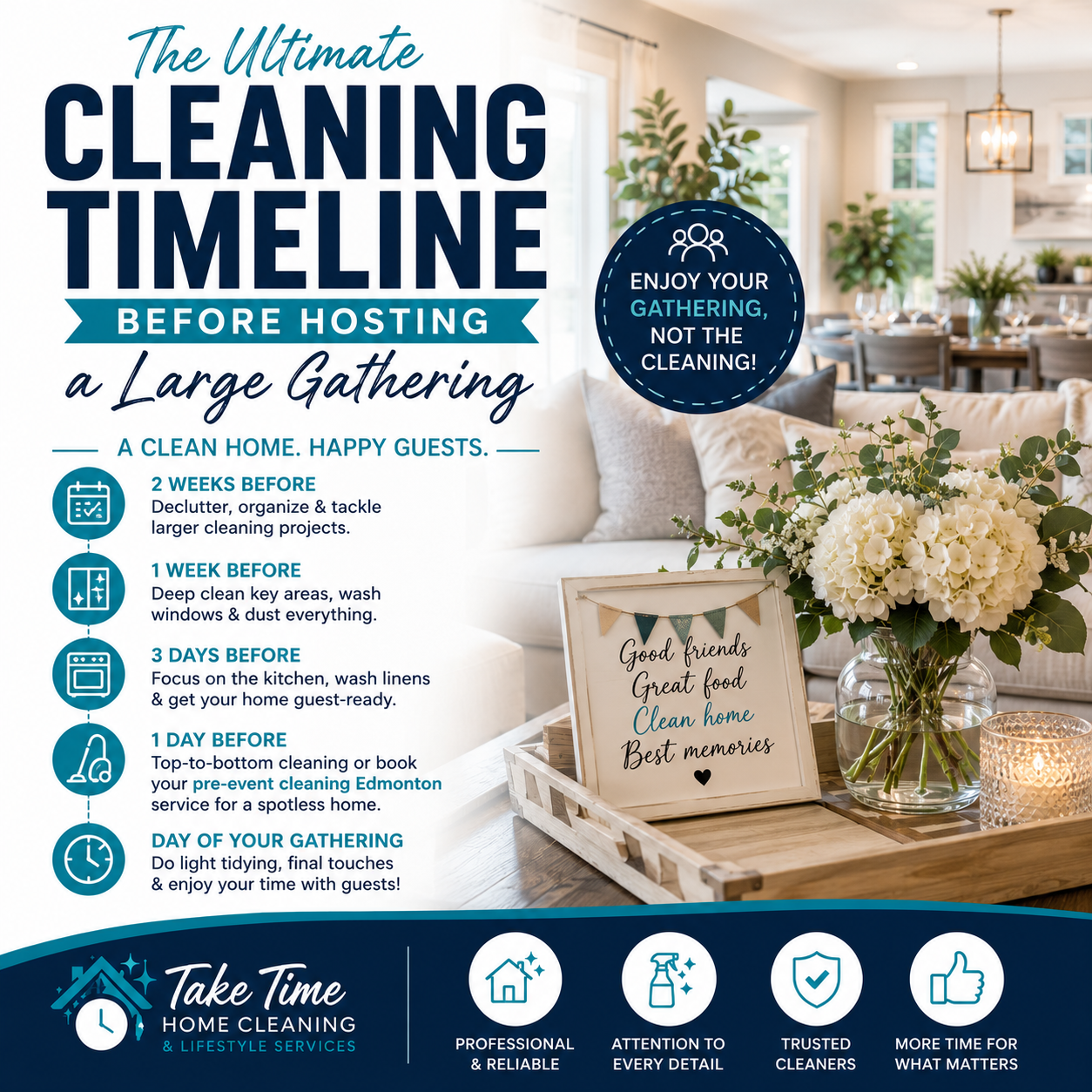 An image for the blog titled The Ultimate Cleaning Timeline Before Hosting a Large Gathering in Edmonton