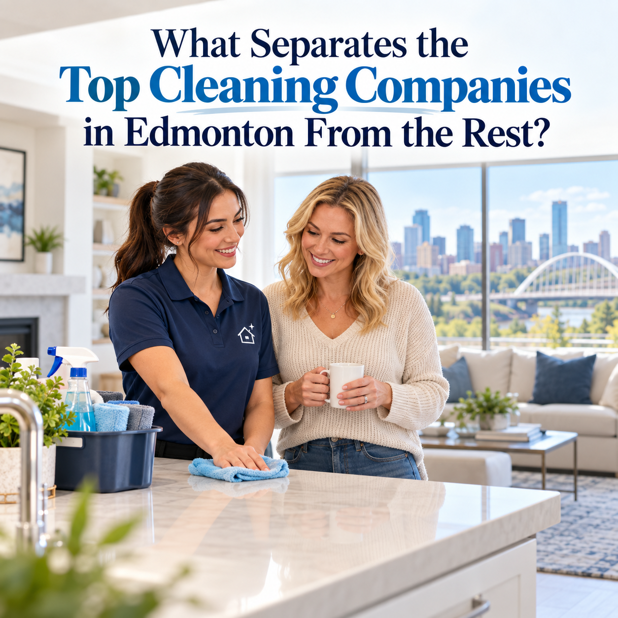 Professional cleaner providing house cleaning services in an Edmonton home.