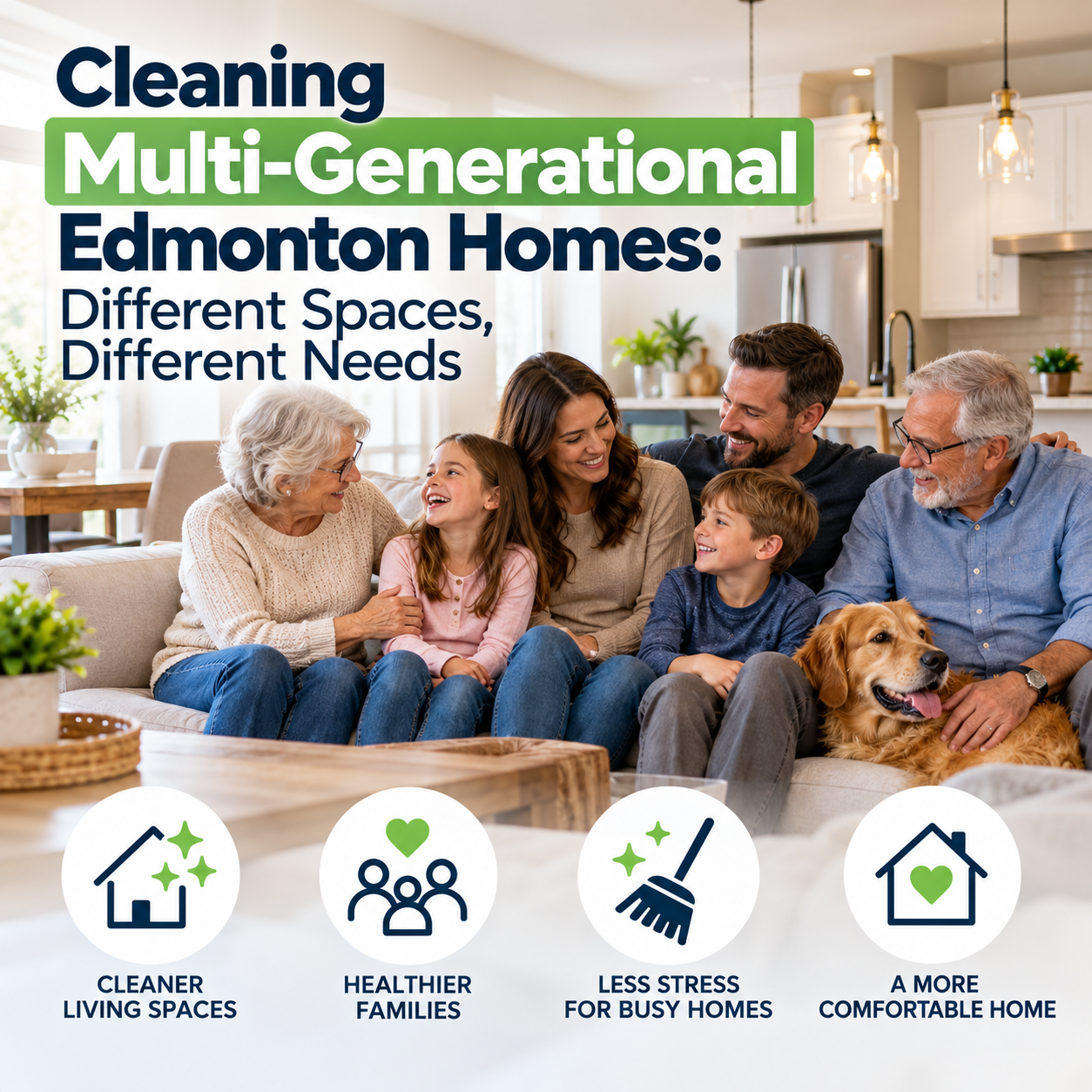 An image for the blog titled Cleaning Multi-Generational Edmonton Homes: Different Spaces, Different Needs