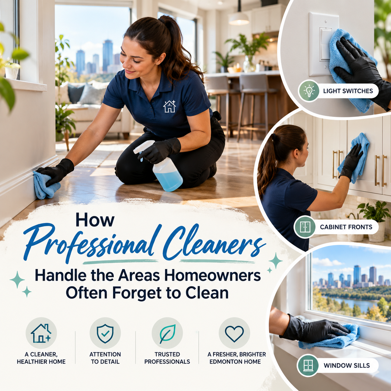 An image for a blog titled How Professional Cleaners Handle the Areas Homeowners Often Forget to Clean